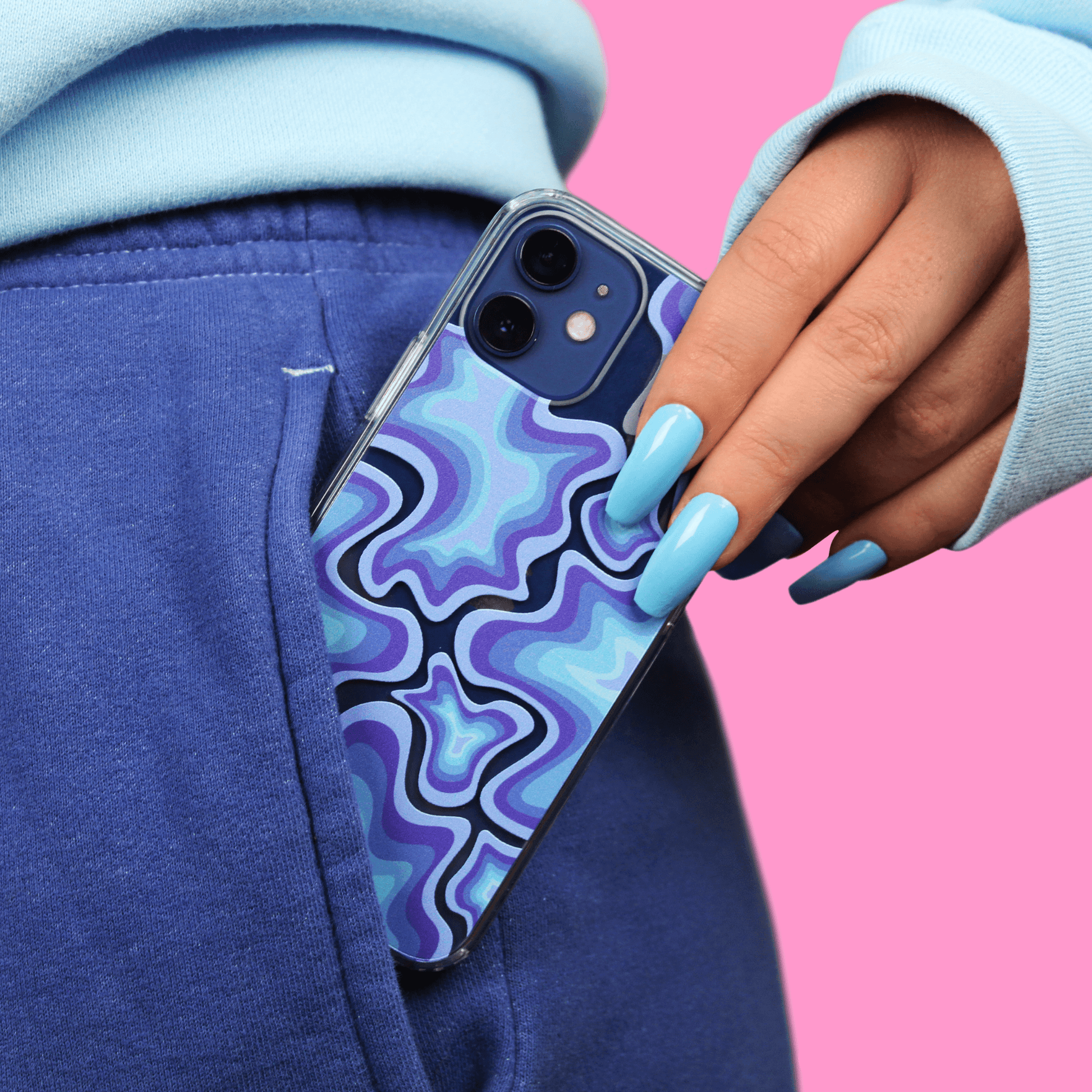 blueberry ripple iphone case, blue case, blue phone case, blue swirls iphone case